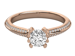 Anillo de Diamante Cultivado en Laboratorio de 1 Quilate, Corte Redondo, con Piedras Laterales Redondas, Oro Sólido de 14K, Joyería Nupcial Elegante y Fina - Product Image 1