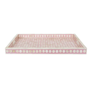 Luxury Pink Bone Inlay Serving Tray Decorative Home Decor Table Centerpiece for Dinner Tea and Breakfast Party for Food Display - Product Image 2