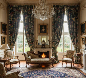 Elegant Pagoda Inspired Floral <b>Curtains</b> 70% Light Blocking Decorative Window Drapes <b>for</b> Living Room Bedroom Modern Interior - Product Image 3