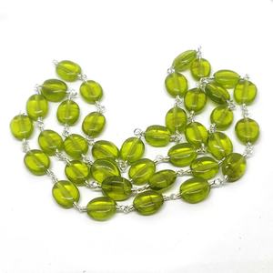 Chaîne élégante en péridot hydroforythique, style chapelet, enroulée sur fil, avec pierres vertes polies, pour la fabrication de bijoux faits main, en gros - Product Image 6