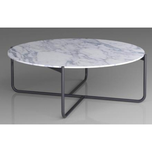 Table basse ronde en marbre avec structure en métal noir, mobilier de salon moderne et minimaliste - Product Image 1