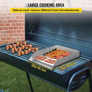 Piastra Rettangolare Universale in Acciaio Inox 18 x 16 Pollici con 2 Manici e Scanalatura per Grasso, per Barbecue, Griglie a Gas, Pentole e Padelle - Product Image 3