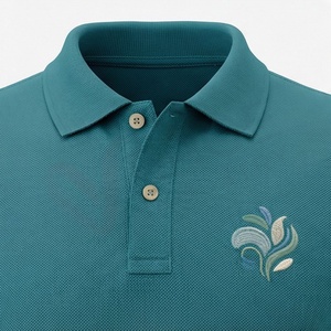 Polo en coton Oxford à manches courtes pour homme, couleur turquoise, logo brodé, décontracté, respirant, coupe classique, design uni - Product Image 5