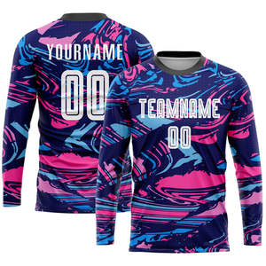 Custom Soccer Jersey Pink Blue <b>Marble</b> Abstract Pattern Personalized Football Uniform Training Wear Team Sportswear Kit Men Youth - Product Image 4