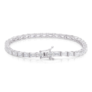 Pulsera de tenis de lujo con diamantes cultivados en laboratorio de 9.1 CT, corte esmeralda, oro blanco de 10K, certificado IGI, engaste de orientación este-oeste, para fiesta - Product Image 2