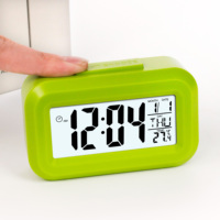 Mini réveil numérique moderne avec rétroéclairage, fonction snooze, affichage silencieux, calendrier, température, horloge de bureau LCD (fonctionne sur piles)