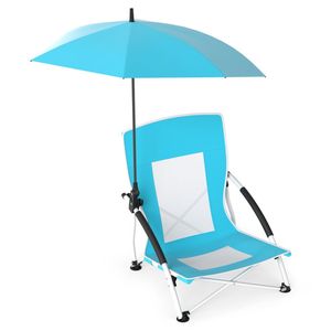Set di 2 Sedie da Spiaggia Blu per Adulti con Parasole Regolabile, Zaino Portatile, Sedia da Pesca Resistente e Leggera - Product Image 3