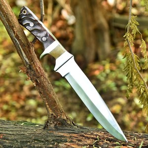 Fixed Blade Hunting <b>Knife</b> Drop Point Carbon Steel Bowie Camping <b>Knife</b> Ram Horn <b>Handle</b> 13 Inch Overall Length Survival <b>Knives</b> OEM - Product Image 2
