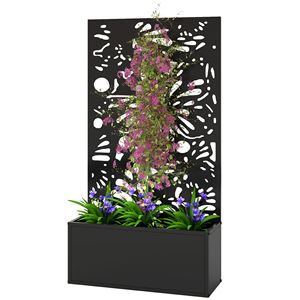 Fioriera in Metallo con Traliccio per Piante Rampicanti, Autoportante o da Parete, con Drenaggio per Giardino, Patio, Balcone - Product Image 1