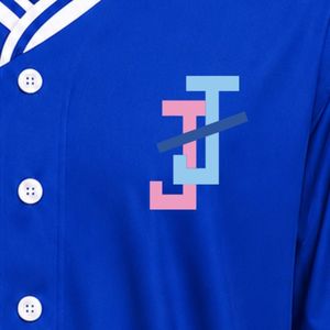 Camiseta de Béisbol Azul Rey para Mujer, Manga Corta, Cuello en V con Botones, Ribete Blanco y Bordado para Deportes de Equipo - Product Image 4