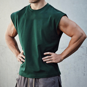 Débardeur en coton sans manches pour homme, col rond, couleur unie, respirant, pour entraînement, fitness, musculation, débardeur de sport pour homme - Product Image 6