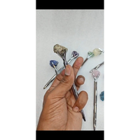 Bolígrafos elegantes plateados al por mayor, coronados con gemas naturales en bruto, artesanías de cristal, regalos empresariales para escribir y firmar.