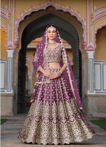 Lehenga Choli Moderno Semisellado con Bordado de Piedras para Bodas, Diwali y Fiestas - Product Image 6