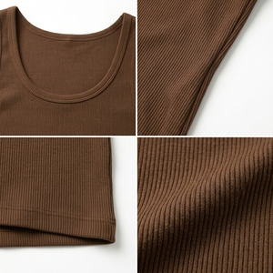 Ribbed Tank <b>Top</b> Sleeveless O-Neck Fitted Knit Men's 100% Polyester Breathable Daily Wear Comfortable Casual Soft Custom ODM - Product Image 5