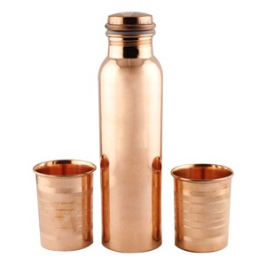 Botella de Agua Potable de Cobre Puro, Diseño Martillado, Nueva, Más Vendida, Calidad de Exportación, Hecha a Mano en India, para Vajilla - Product Image 5