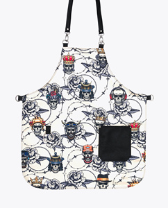 Delantal de poliéster negro retro sin mangas, lavable, con estampado de tijeras, para uso en el hogar, cocina, peluquería y barbería - Product Image 3