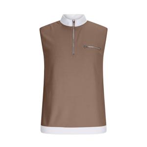Men's Sleeveless Quarter-Zip Stand Collar Vest Knitted Solid Color Breathable Casual Muscle Tank <b>Top</b> with <b>Zipper</b> Pocket - Product Image 5