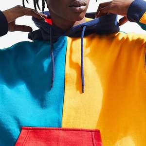 Sudadera con Capucha para Hombre, Diseño Color Block, Corte Holgado, Estilo Casual, Parches Decorativos, Felpa Francesa de Algodón, Estilo Otoñal - Product Image 2