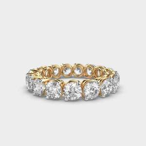 Anillo de Eternidad con Diamantes, Corte Redondo, Anillo de Boda de Oro Amarillo, Anillo de Aniversario, Anillo de Eternidad Completo, Joyería Nupcial de Lujo - Product Image 5
