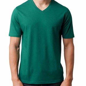 New Arrival Men's Customized 100% Cotton <b>T</b>-<b>Shirt</b> Solid Color V-Neck Blank Short Sleeves Regular Fit Breathable Knitted Men <b>Shirt</b> - Product Image 2