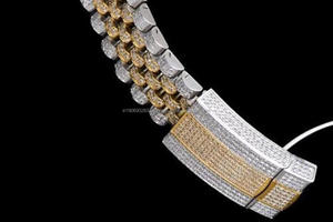 Moissanite Diamond Iced Hip Hop Luxury Stainless Steel Watch for Men-<b>Mechanical</b> Auto Movement Modern Analog <b>Design</b> gift for men - Product Image 3