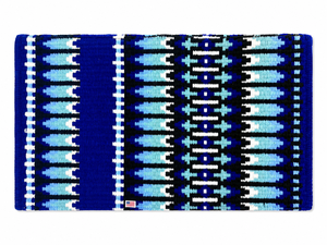 Manaal Enterprises Classic <b>Blue</b> Geometric Pattern Western Equestrian Saddle Pad Cotton Material Fleece Lined Wool Shell Horse - Product Image 1