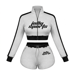 Conjunto de Shorts Deportivos de Punto Acanalado Sin Costuras para Mujer, 320 GSM, Blanco, Rosa, Negro, Panel en Contraste, Bordado, Logotipo Personalizado - Product Image 6