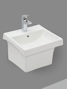 Lavabo de Baño Cuadrado de Lujo Montado en la Pared, Lavabo Integrado Mono de Cerámica Zeta, Lavamanos Flotante - Product Image 3