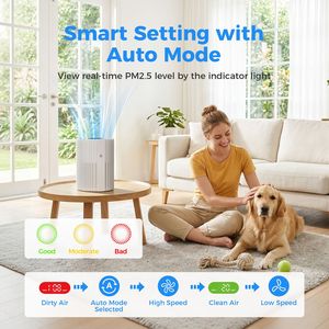 Purificatore d'Aria Bianco con Aspirazione a 360 Gradi, Filtro HEPA H13 a 3 Stadi, 5 Velocità e Modalità Silenziosa 24dB con Timer per Camera da Letto e Ufficio - Product Image 3