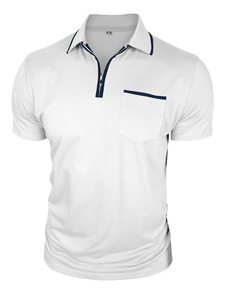 Camiseta Polo de Poliéster y Algodón, Moda Casual para Hombre, Color Sólido, Manga Corta, Camiseta Polo de Punto de Algodón para Hombre, Color Sólido Informal - Product Image 3