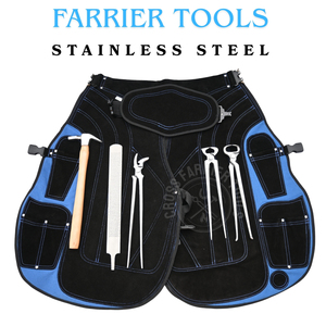Kit de Herramientas Profesional para Herrador con Delantal de Cuero Resistente, Cortaúñas para Pezuñas, Clavillador Curvo, Martillo para Clavos de Herradura y Raspador para Desmontar Zapatas - Product Image 5