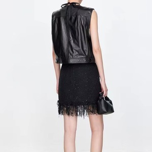 Chaleco de Cuero en Oferta, Chaleco Casual de Otoño sin Mangas, Acolchado, de Cuero PU para Mujer - Product Image 2