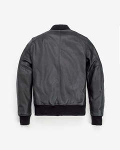 Blouson en cuir véritable noir pour homme, col montant, fermeture éclair, style motard, vêtement d'automne - Product Image 6