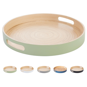 Round Serving Tray Eco Friendly Spun <b>Bamboo</b> <b>Table</b> Tray for Cafe Dining Restaurant Hotel Wholesale Supplier - Product Image 1
