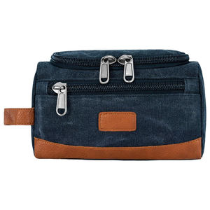 Sac de toilette de voyage en toile de haute qualité pour homme, fermeture éclair, design pliable, poignée souple, multi-capacités, style tendance, portable - Product Image 5