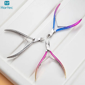 Juego de cortaúñas y cortacutículas con mango trenzado de colores modernos, profesionales, afilados, de acero inoxidable, para cortar la piel muerta. - Product Image 3