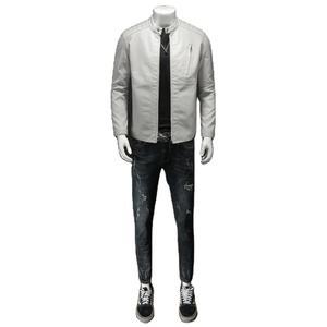 Men's Vintage Hip Hop <b>Coat</b> Cow Skin PU Leather Slim Stand Collar High Street Lapel Zipper Jacket Trendy for Winter - Product Image 5