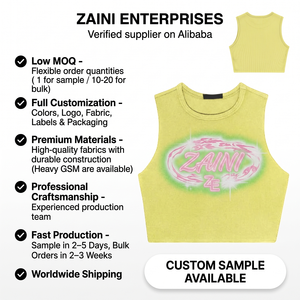 Chemise d'été sans manches ajustée en coton côtelé 220 GSM de qualité supérieure, jaune, avec logo personnalisé par transfert thermique, OEM ODM, anti-plis - Product Image 1