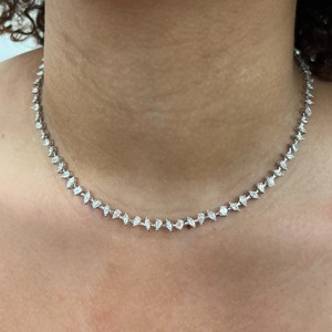 Collier tennis en or rose de 5,37 carats, taille brillant ronde, certifié IGI, pour mariage et fiançailles - Product Image 2