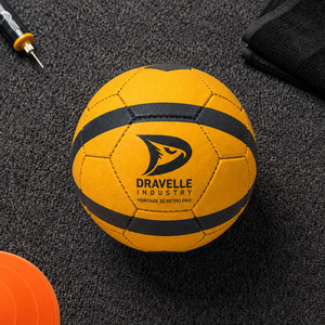 Custom Logo Premium 32 Panel <b>Hand</b> <b>Stitched</b> Soccer Ball Vintage Retro Marigold Charcoal PU Leather Football for Match Training - Product Image 1
