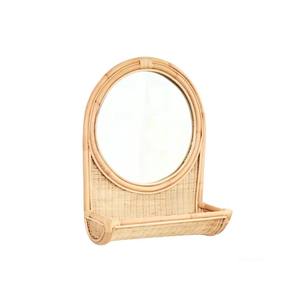 Espejo de pared bohemio de ratán con estante para pasillo, baño y decoración de oficina en casa, espejos de ratán vintage de Vietnam - Product Image 6