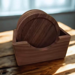 Walnut Wood <b>Coasters</b> Set Wooden Drink <b>Coasters</b> Natural Wood Cup <b>Coaster</b> Set Heat Resistant Coffee <b>Table</b> <b>Coasters</b> Rustic Home Dec - Product Image 3