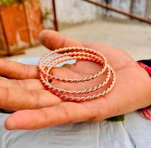Belladec Set of Four Twisted Red <b>Copper</b> Handmade Stackable <b>Bangles</b> & Bracelets Elegant Boho Fashion Jewelry Women's - Product Image 2