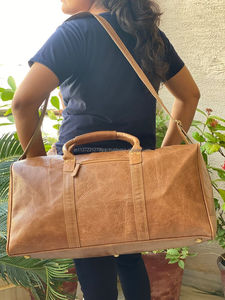 Nouveau sac à bagages de nuit en cuir Crunch fait à la main de haute qualité véritable sac à bagages de voyage en cuir pleine fleur personnalisé - Product Image 5