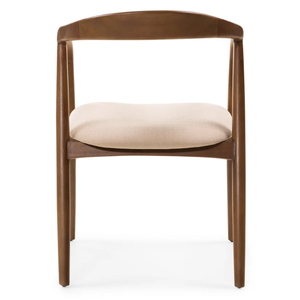 Chaise de salle à manger scandinave moderne en teck avec hauteur réglable et assise rembourrée en coton pour la salle à manger à domicile - Product Image 3