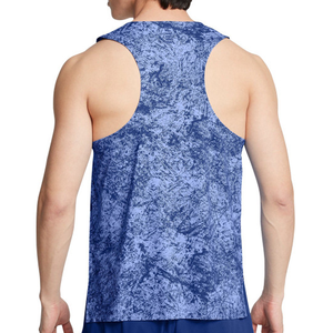 Solid Color Casual Breathable Knitted O-Neck Tank Top Ribbed Design <b>Men's</b> Fitness Gym Training Workout 160g 100% Polyester - Product Image 4