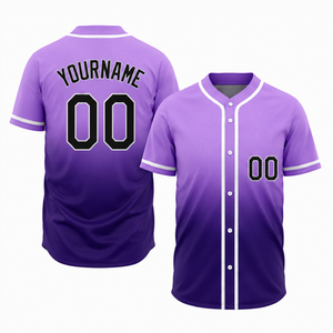 Camiseta de Béisbol con Estampado de Gradiente por Transferencia de Calor Personalizada, Malla Transpirable, Cierre Completo con Botones, Camiseta Deportiva de Secado Rápido 100% - Product Image 4