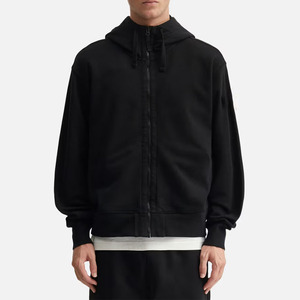 Customized Label Heavyweight Full Zip Embroidered Fleece Hoodie Men Oversized Solid Black Cotton Knitted Warm Winter Wear - Product Image 1