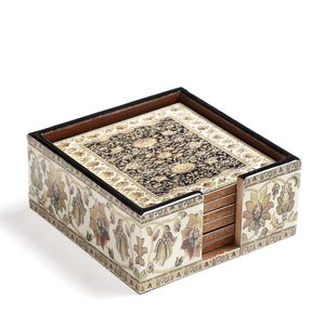 Ensemble de sous-verres en bois imprimés de luxe, carrés, réutilisables, épaisseur 3 mm, écologiques, motif floral, pour la maison, l'hôtel, le restaurant, les fêtes - Product Image 5