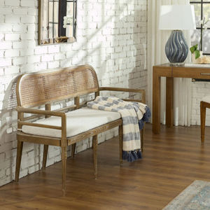 Chaise-banc en teck massif au design moderne, tressée en rotin naturel, écologique, pour hôtel, appartement, salle à manger, parc - Sania - Product Image 1